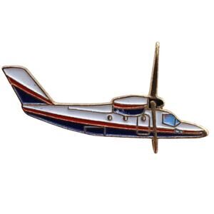 Vintage Small Aircraft Lapel Pin Gold Tone Enamel Airplane Tie Tack Aviation